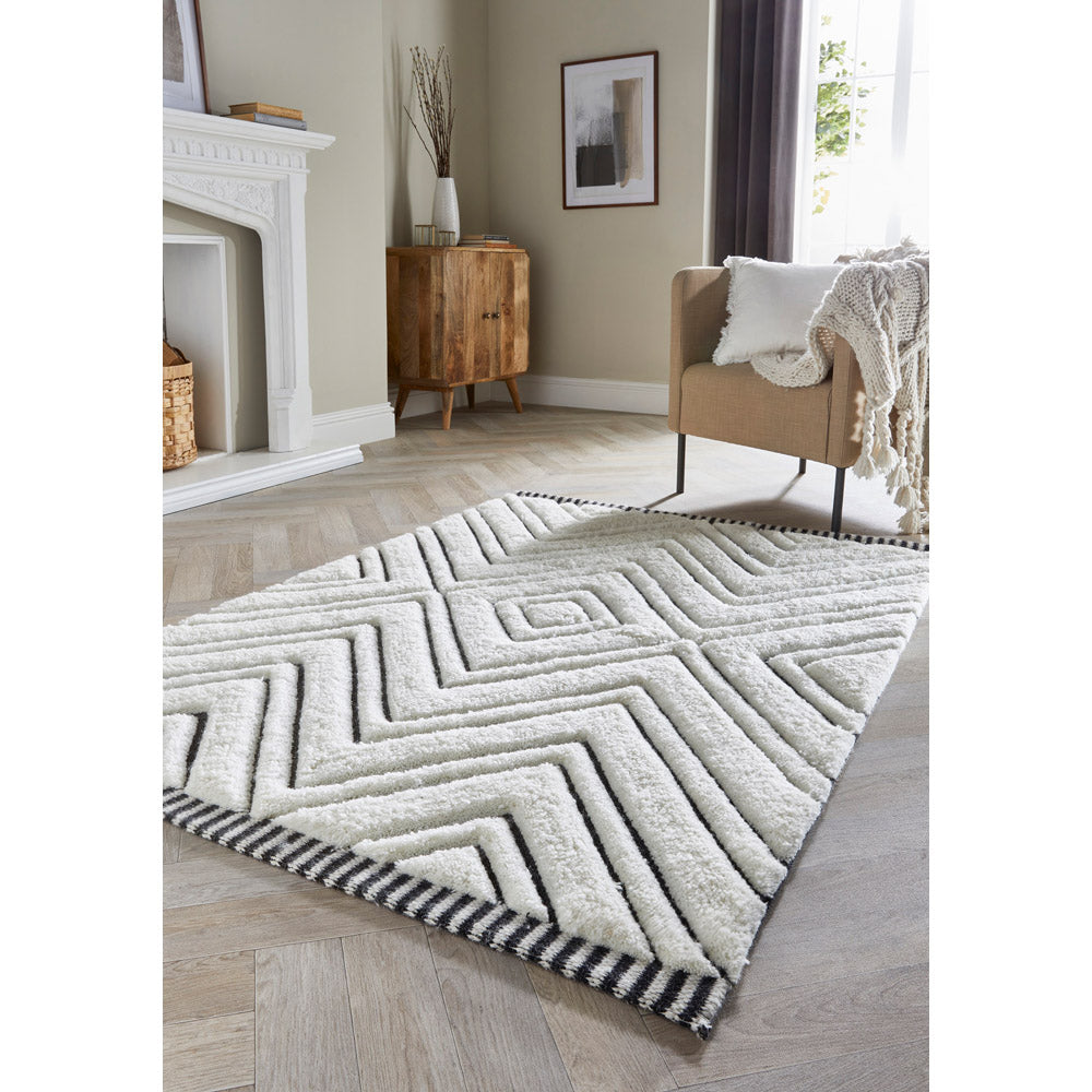 Origins Berber Mono Cream and Black Rug 160 x 230cm