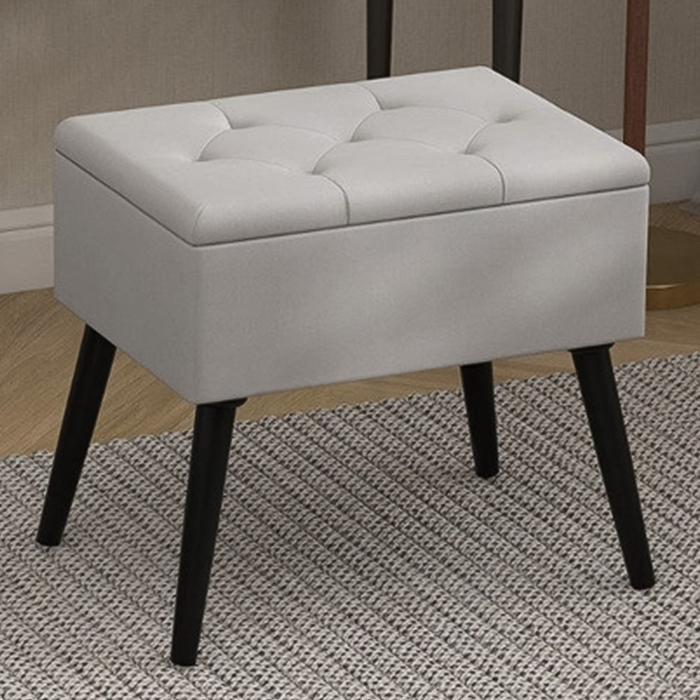 Grey Velvet Flip Top Ottoman Footstool