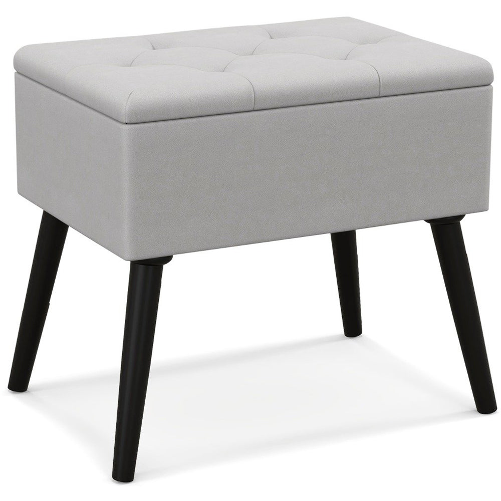 Grey Velvet Flip Top Ottoman Footstool