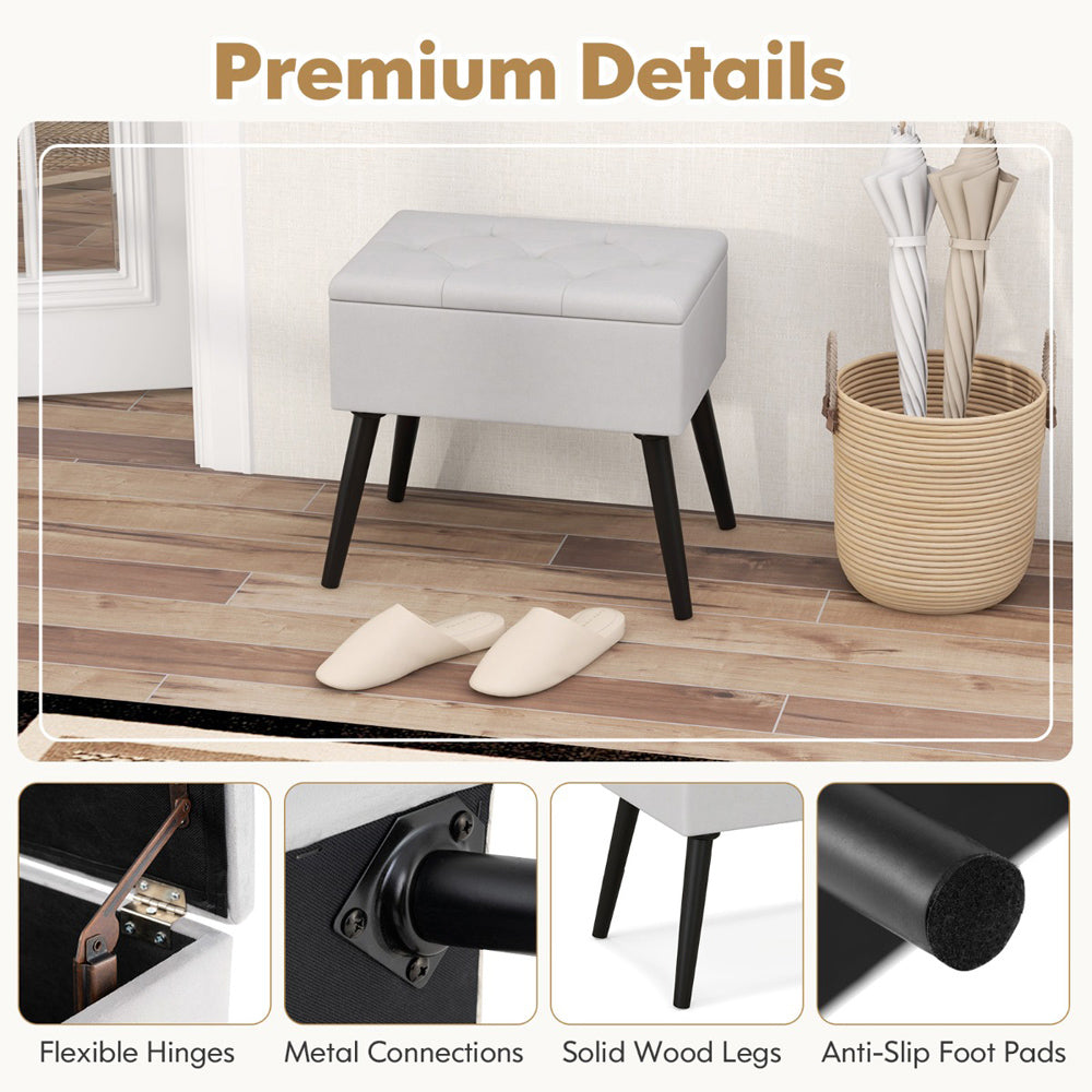 Grey Velvet Flip Top Ottoman Footstool