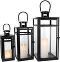 Set of 3 Decorative Metal Lantern Large Hanging Outdoor Candle Holder