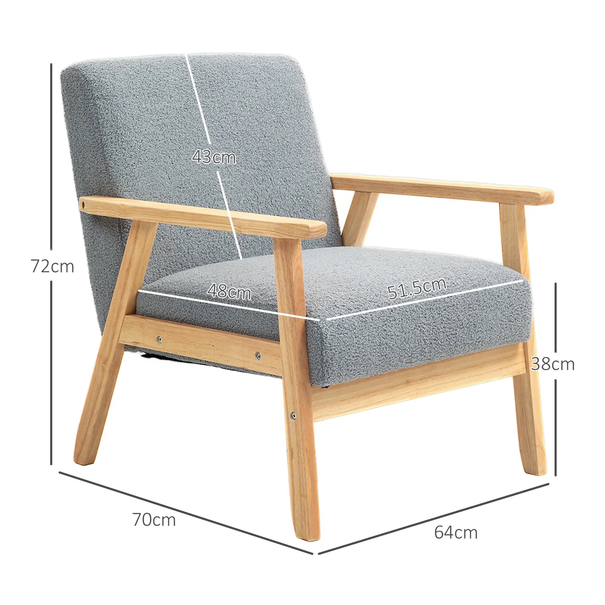Sherpa Fleece Upholstered Accent Chair with Solid Wood Legs and Wide Seat
