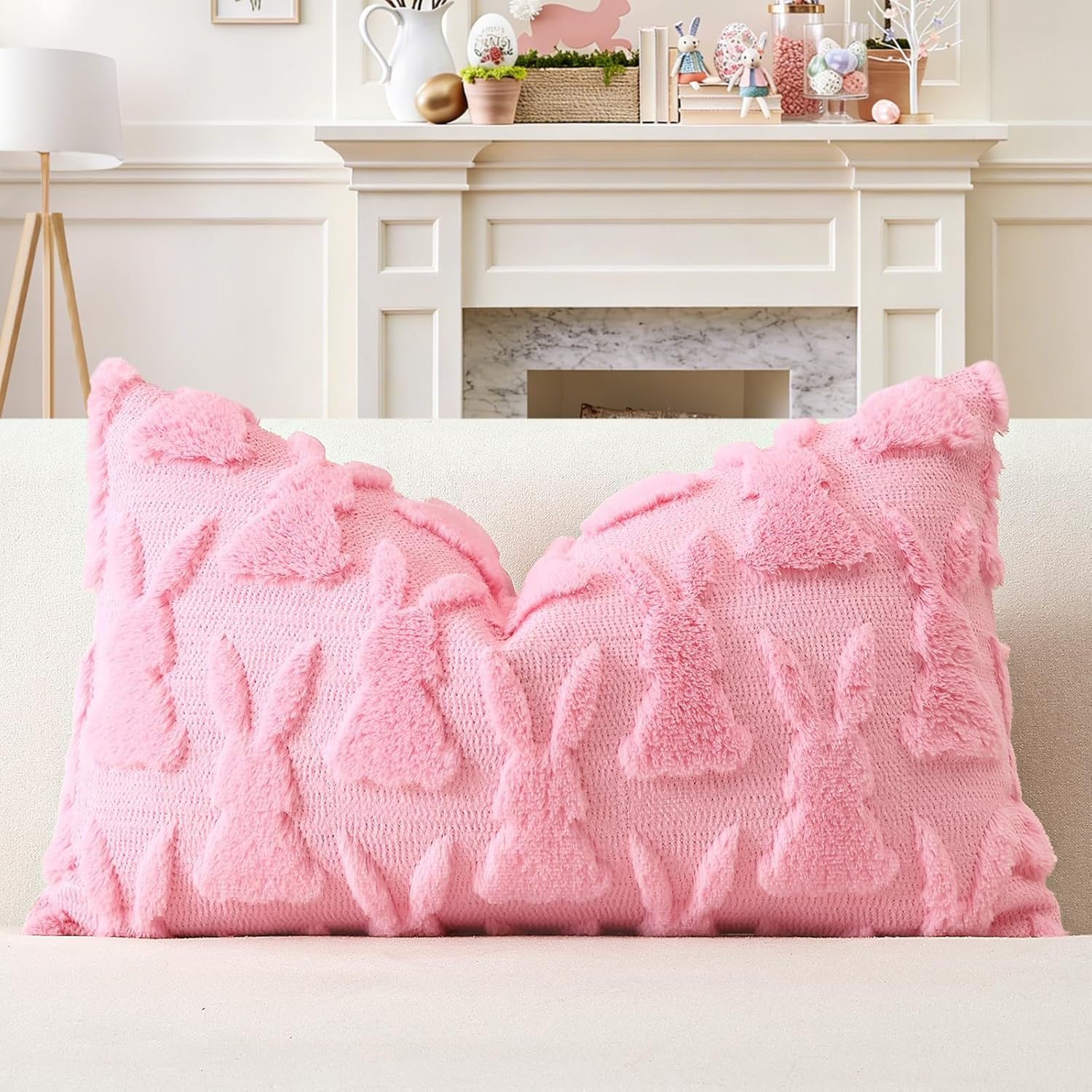 Easter Soft Plush Velvet Decorative Bunny Pillow