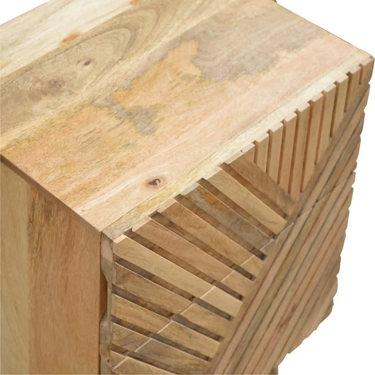 Wood 2-Drawer Bedside Table with Zig-Zag Geometric Front