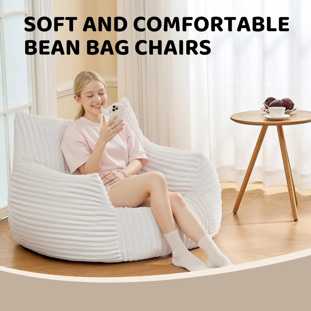 Ultra-Soft Fur Bean Bag Chair with High-Density Shredded Foam