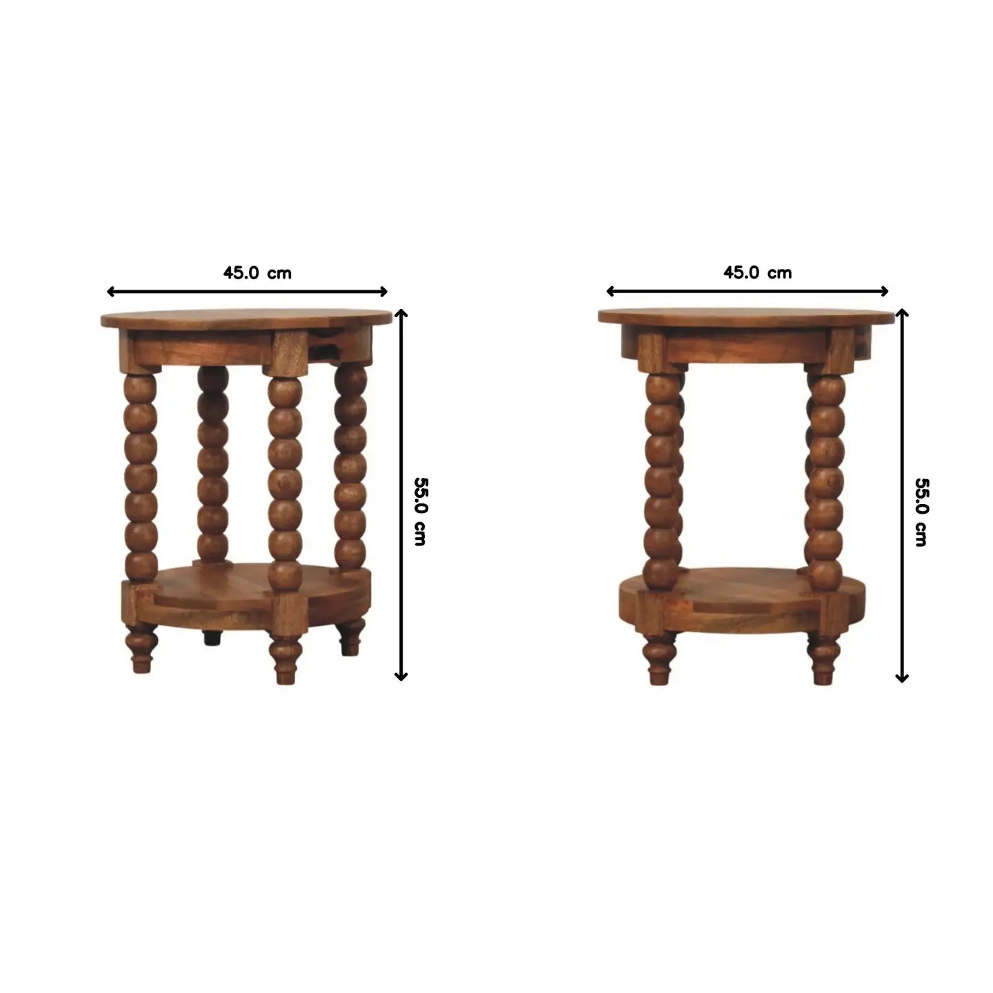 Wood Barley Twist Round Side Table with Acid-wash Distressed Look