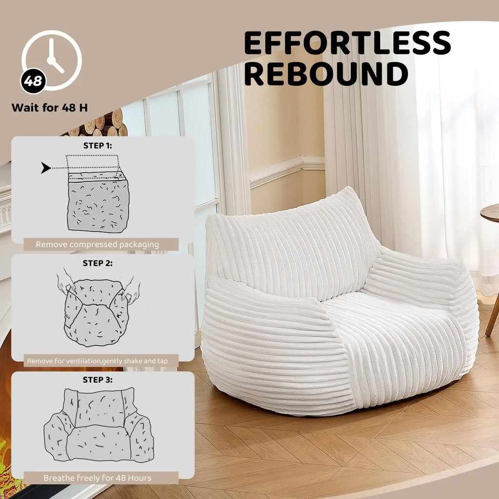 Ultra-Soft Fur Bean Bag Chair with High-Density Shredded Foam