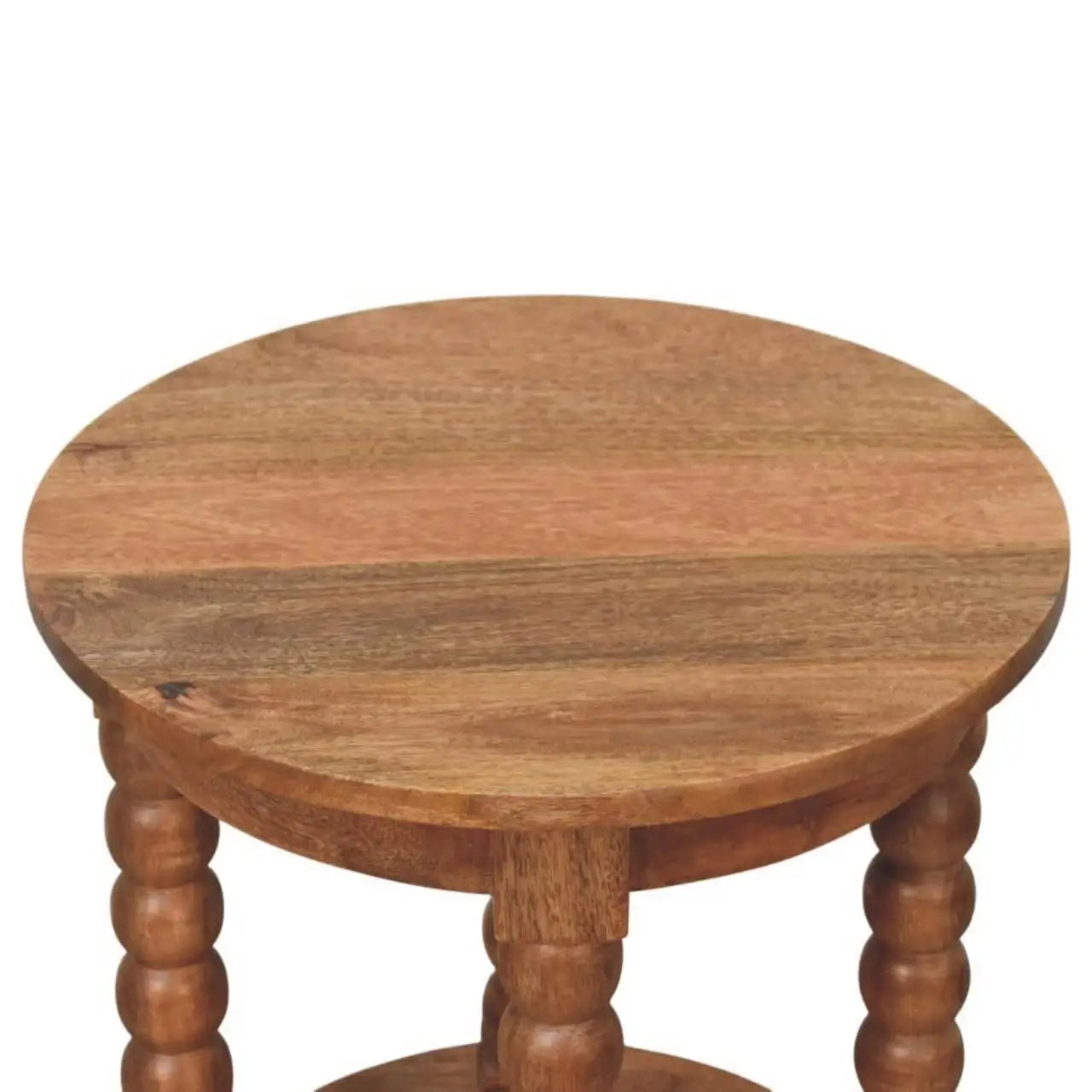 Wood Barley Twist Round Side Table with Acid-wash Distressed Look